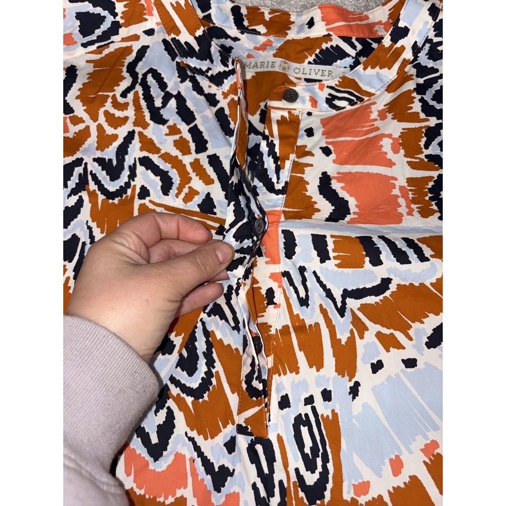 marie oliver Dress tiered mini‎ dress tie dye geo print navy orange medium - Picture 5 of 9